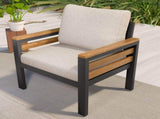 GO 4-Piece Outdoor Furniture Sofa Set for 5 People Acacia Wood Armrests, Patio Conversation Set 17993657