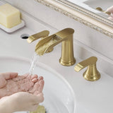 ZUN Bathroom Faucets for Sink 3 Hole Nickel Gold 8 inch Widespread Bathroom Sink Faucet with Pop Up W1932P182995