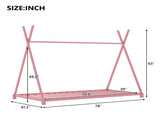 Metal Twin Size House Platform Bed with Triangle Structure, Pink WF307193AAH