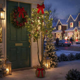 5.2FT Tall Artificial Tree Faux Plant Lush Evergreen Vibrant Green Foliage & Natural Trunk, 86085958