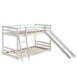 Elevated Cross Guard Rail with Slide Twin Pine Wooden Bed White 42592496