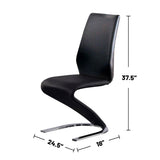 Set of 2 Padded Leatherette Side Chairs in Black and Chrome Finish B016P156602