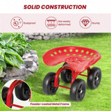360&deg Garden Rolling Workseat with Swivel Seat and Adjustable Height-Red 53694897