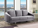 Sofia 77.5" Gray Velvet Modern Chic Sofa Couch B06178278