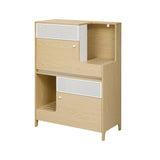 Furniture Style Multi-use Natural Cat litter box hosue With 2 flip-down door N843P251413N