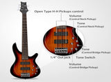44 Inch GIB 5 String H-H Pickup Laurel Wood Fingerboard Electric Bass Guitar 62416959