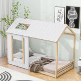 Twin Size House Platform with Roof and Window , WhiteNatural WF312208AAN