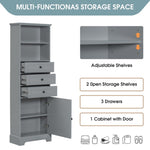 ZUN Gray Tall Storage Cabinet with 3 Drawers and Adjustable Shelves for Bathroom, Study, Office and 62014329