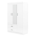 ZUN 3-Door Mirror Wardrobe with shelves, White 91460670