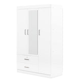 ZUN 3-Door Mirror Wardrobe with shelves, White 91460670