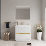 36" Freestanding Bathroom Vanity with Sink, Bathroom Storage Vanity Cabinet with Stone Resin W1573P211196