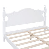 Full Size Wood Platform Bed Frame,Retro Style Platform Bed with Wooden Slat Support,White WF310129AAK