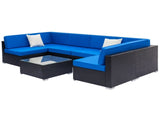 Fully Equipped Weaving Rattan Sofa Set with 2pcs Middle Sofas & 4pcs Single Sofas & 1 pc Coffee 61740829