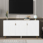 ZUN Modern TV Stand with 3 Doors and Adjustable Shelves for Living Room, Fits TVs Up to 70 Inches, White 19152451