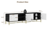 Modern Black and White Color Scheme Press Design 4 Door Cabinet, Living Room TV Stand T3609P347452