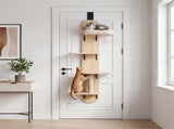Door Hanging Cat Tree 5-Level Height Adjustable 4-Tier Climber No-Drill for Apartment Beige 95540825