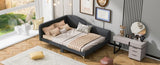 Full Size Upholstered Daybed with Headboard and Armrest, Support Legs, Grey WF318303AAE