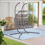 ZUN 2 Person Outdoor Rattan Hanging Chair Patio Wicker Egg Chair W87472175