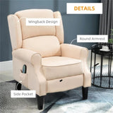 ZUN Cream White Recliner Chair. Wingback Single Sofa with Vibration Massage, Heat, Push Back 88696521