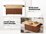 Kitchen Island with Drop Leaf Countertop, Rolling Kitchen Island Cart , Barn Door Kitchen Island 99282350