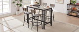 Bar Table Set with 4 Bar stools PU Soft seat with backrest, Grey, 47.24'' L x 23.62'' W x 35.43'' H W1162102876