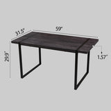 59 " dining table modern industrial rectangular MDF black , 4-6 people, 1.5" thick engineering wood 28112889