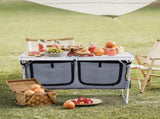 Outdoor Folding Camping Table with Storage Compartment, 4ft Portable Pinic Table with 3 Adjustable 49975057