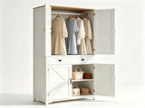 () 4-Door 1-Drawer Barn-Style Wardrobe Embossed Particleboard Storage Cabinet 16197999