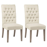 Oatmeal and Vineyard Oak Tufted Back Parson Chairs B062P145604
