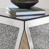 Inverted triangular mirror square, crystal diamond inlaid coffee, silver glass side W1005P189513