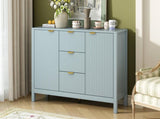 U_STYLE Sideboard with Wave Design - 3 Adjustable Shelves, 3 Drawers & Soft-Close Doors, Storage N711P269066C