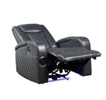 ZUN ACME Alair Power Motion Recliner w/Bluetooth Speaker & Cooling Cup Holder, Dark Gray Leather Aire LV02460