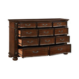 ZUN Classic Traditional 1pc Dresser of 11 Drawers Cherry Finish Formal Bedroom Furniture Carving Wood B011P168487