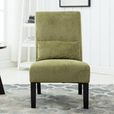 ZUN Pisano Contemporary Chenille Fabric Armless Accent Chair with Pillow, Green T2574P164500