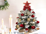 22in Tabletop Christmas Tree with Light Artificial Small Mini Red Christmas Decoration with Flocked 91131217