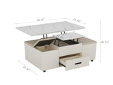Modern Lift-Up Coffee Table with 4 Stools Set for Living Room Expandable 1 Hidden Storage 2 65601144