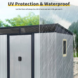 8 ft x 6 ft Outdoor Metal Storage Shed with Window and Transparent plate for Garden, Lawn W540P185323