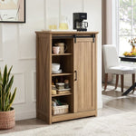 ZUN 5 Drawers Dresser w/Sliding Barn Door, Farmhouse Modern Tall Dresser 5 Chest of Drawers, Storage W2275P206614