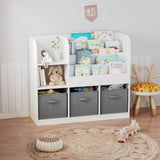 ZUN Kids Bookcase and Bookshelf, Multifunctional Bookcase with 3 Collapsible Fabric Drawers, Bookcase W808127602