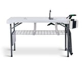 42.5" Fish Cleaning Table with Dual Sink, Portable Folding Camping Table with Foldable Extension 38077895