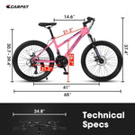 ZUN S26103 26 inch Mountain Bike for Teenagers Girls Women, Shimano 21 Speeds with Dual Disc Brakes and W709P186924