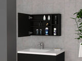 Medicine 18H" Single Door Cabinet, Two External Shelves, Three Interior Shelves , Black B097133142