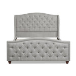 ZUN Fontana Wingback Upholstered Platform Bed Frame, Queen, Silver Grey Polyester B2719P238217