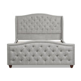 ZUN Fontana Wingback Upholstered Platform Bed Frame, Queen, Silver Grey Polyester B2719P238217