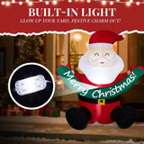 5.8FT Lighted Christmas Inflatable Decoration, Inflatable Santa Claus Holding Banner, Funny Blow Up 24353622
