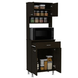 Della 60 Kitchen Pantry with Countertop, Closed & Open Storage -Black B07091840