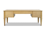Dauphin Gold Accent 5-Drawer Wood Executive Desk Natural Brown Ash Wood & Veneer B2719P238477