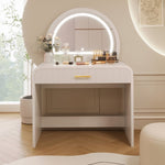 ZUN 39" Makeup Vanity Table with Mirror Touch Screen Lighted Mirror, Dressing Table with Drawer for N704P196658K