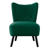 ZUN Unique Style Green Velvet Covering Accent Chair Button-Tufted Back Brown Finish Wood Legs Modern B01143824