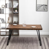 ZUN Aryven Industrial Metal Hairpin Design Dining Table, Rustic Dark Pine T2574P165175